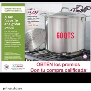 Princess House Stainless Steel Stock Pot - Silver 60QT stockpot tamalera 5842